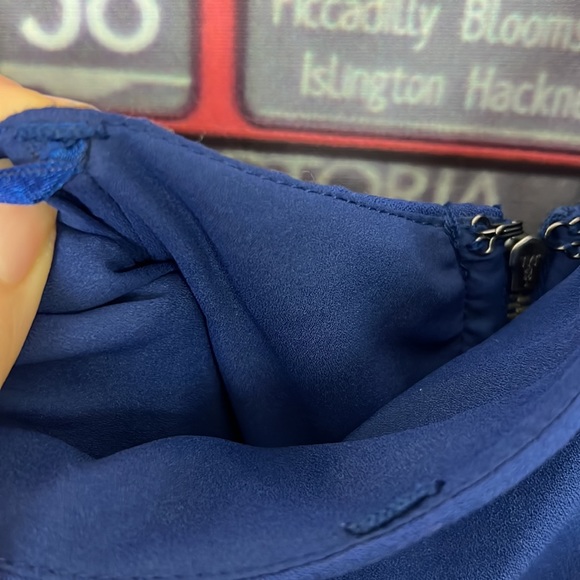 BCBGMAXAZRIA BLUE DEPTH LESLIE ONE-SHOULDER DRESS ASYMMETRICAL BODYCON SZ. 2 - Picture 7 of 16